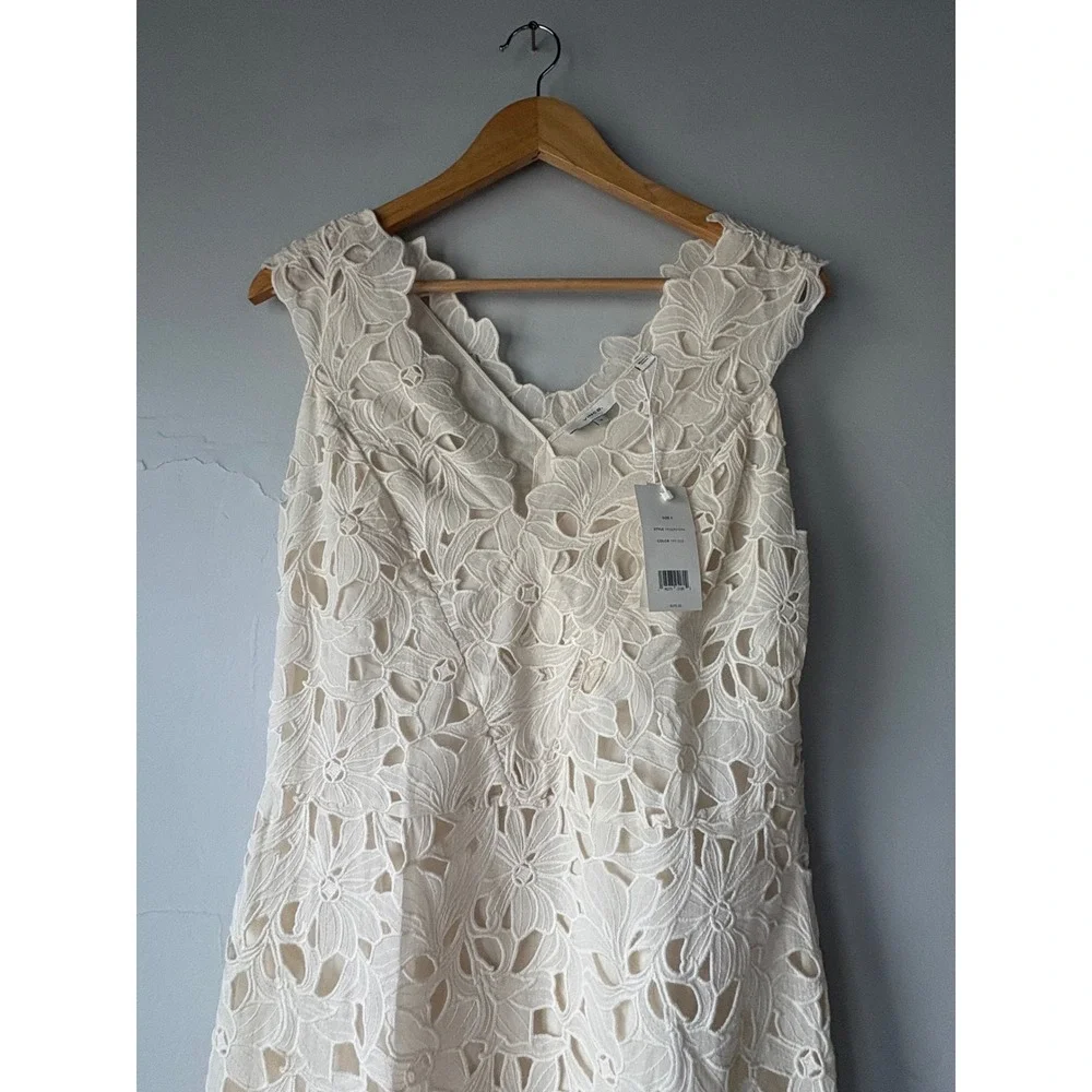 NWT‎ Vince Nouveau Floral Lace Midi Dress Cream Size 8